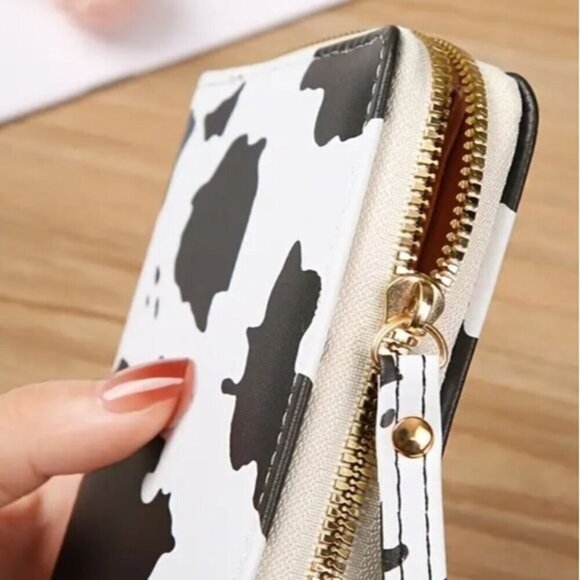 Cow Print Wallet Black & White Cottagecore Country Western Rodeo - Picture 2 of 4